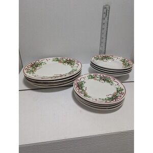 Century China CEN20 ‎ Christmas 4 Dinner Plates, 4 Salad Plates And  4 Bowls